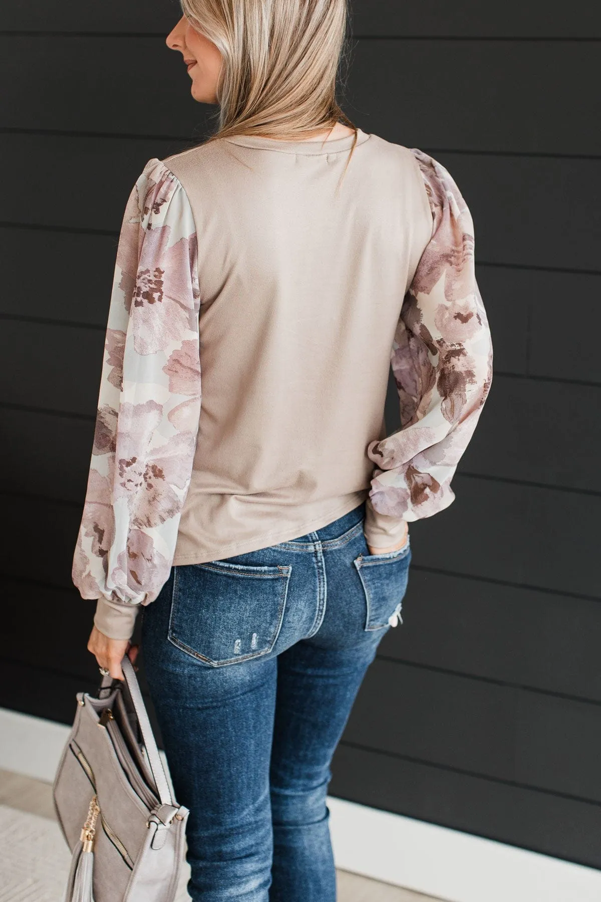 Simply Darling Puff Sleeve Top- Taupe