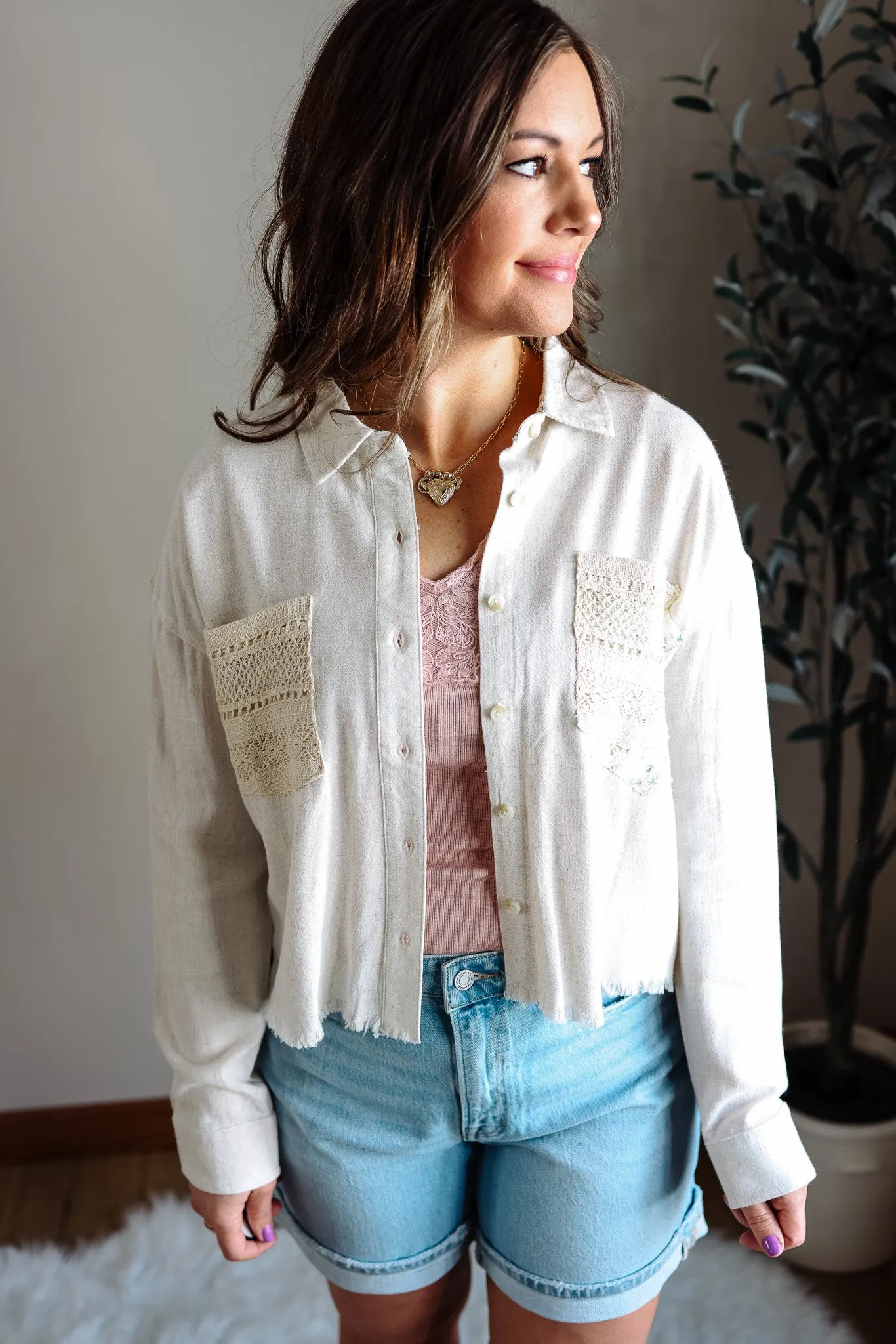 Soleil Button Down Shirt - Oatmeal