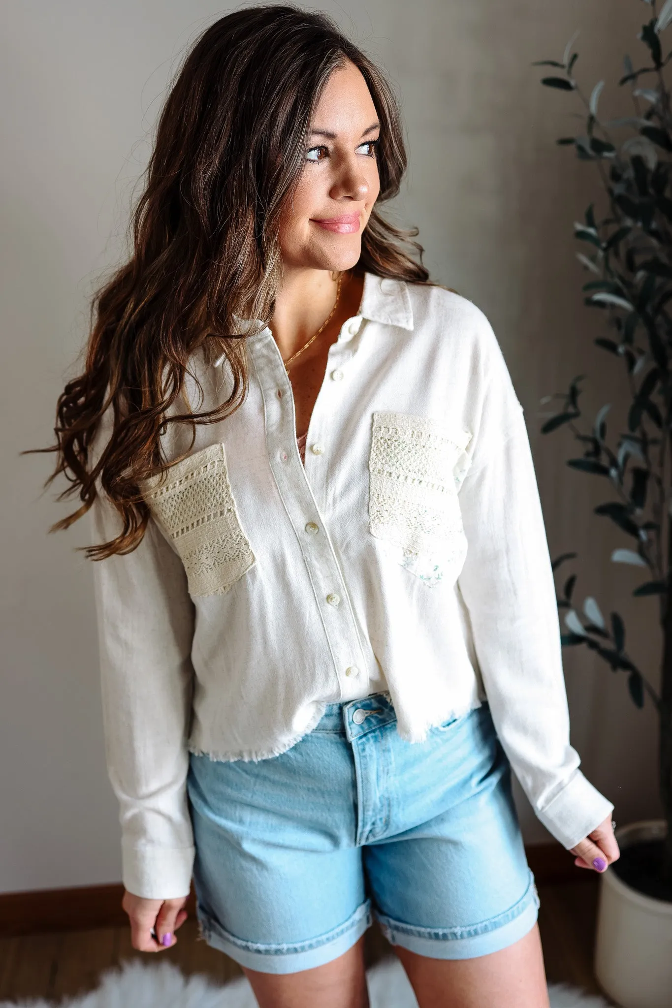 Soleil Button Down Shirt - Oatmeal