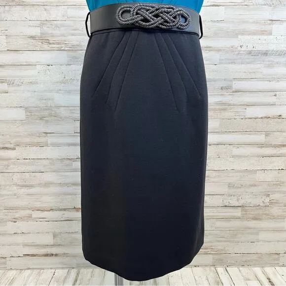Tahari Arthur S Levine Short Sleeve Belted Dress Size 4 Teal Black Two Tone