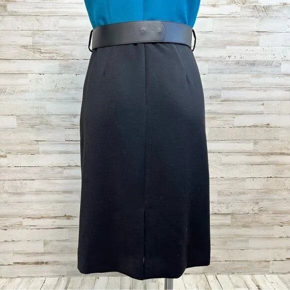 Tahari Arthur S Levine Short Sleeve Belted Dress Size 4 Teal Black Two Tone