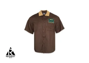 Twill Stripe Mechanic Button Down Shirt “Brown/Tan”