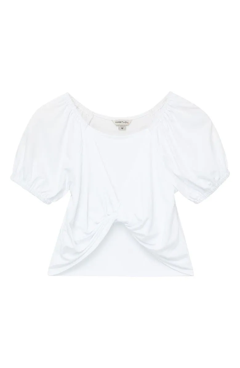Twist Front Puffed Sleeve Top