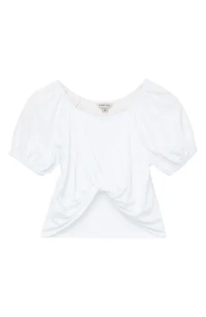 Twist Front Puffed Sleeve Top