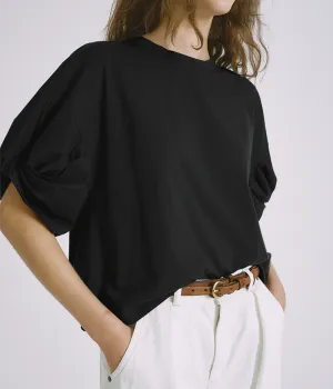 Twisted Sleeve Tee in Black