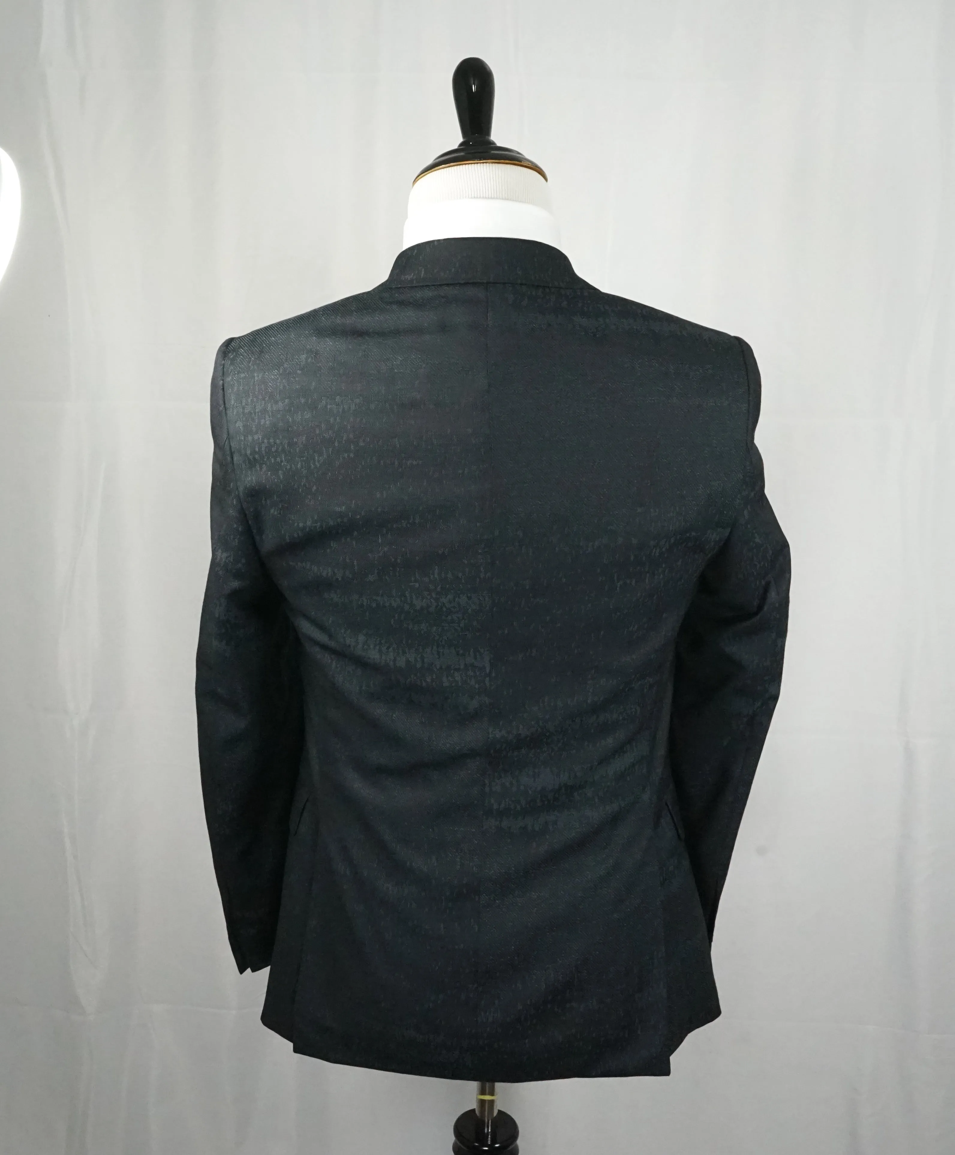 VERSACE COLLECTION - Abstract Textured Jade & Gray Runway Melange Slim Suit - 38R