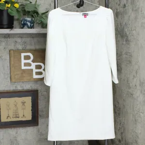 Vince Camuto 3/4 Sleeve Puff Shoulder Crepe Sheath Dress Pearl Large