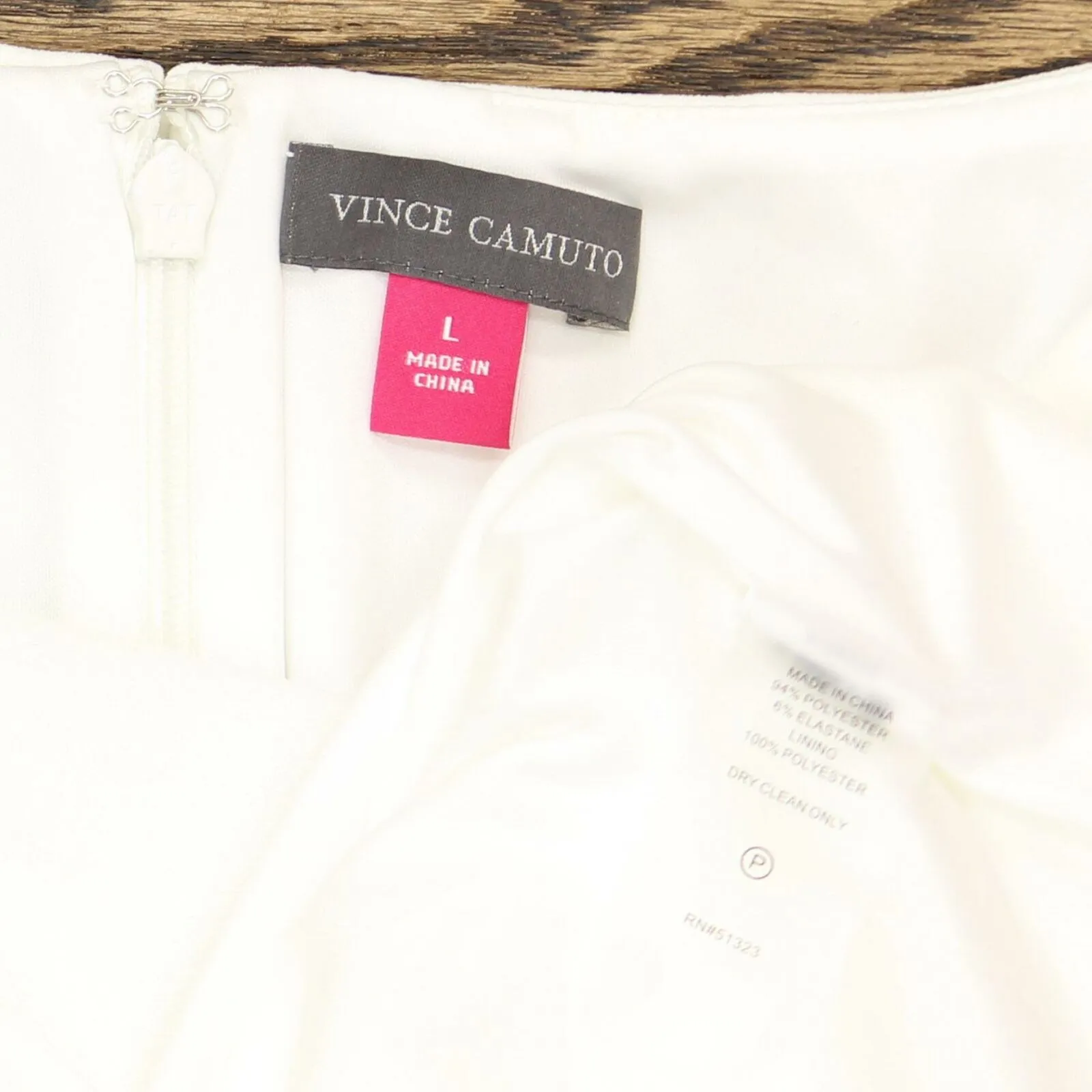 Vince Camuto 3/4 Sleeve Puff Shoulder Crepe Sheath Dress Pearl Large