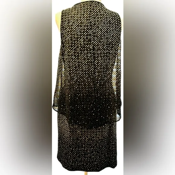 White House Black Market Sheath Dress with Sheer Overlay and Rhinestone Accents