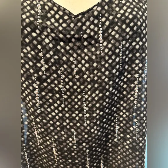 White House Black Market Sheath Dress with Sheer Overlay and Rhinestone Accents