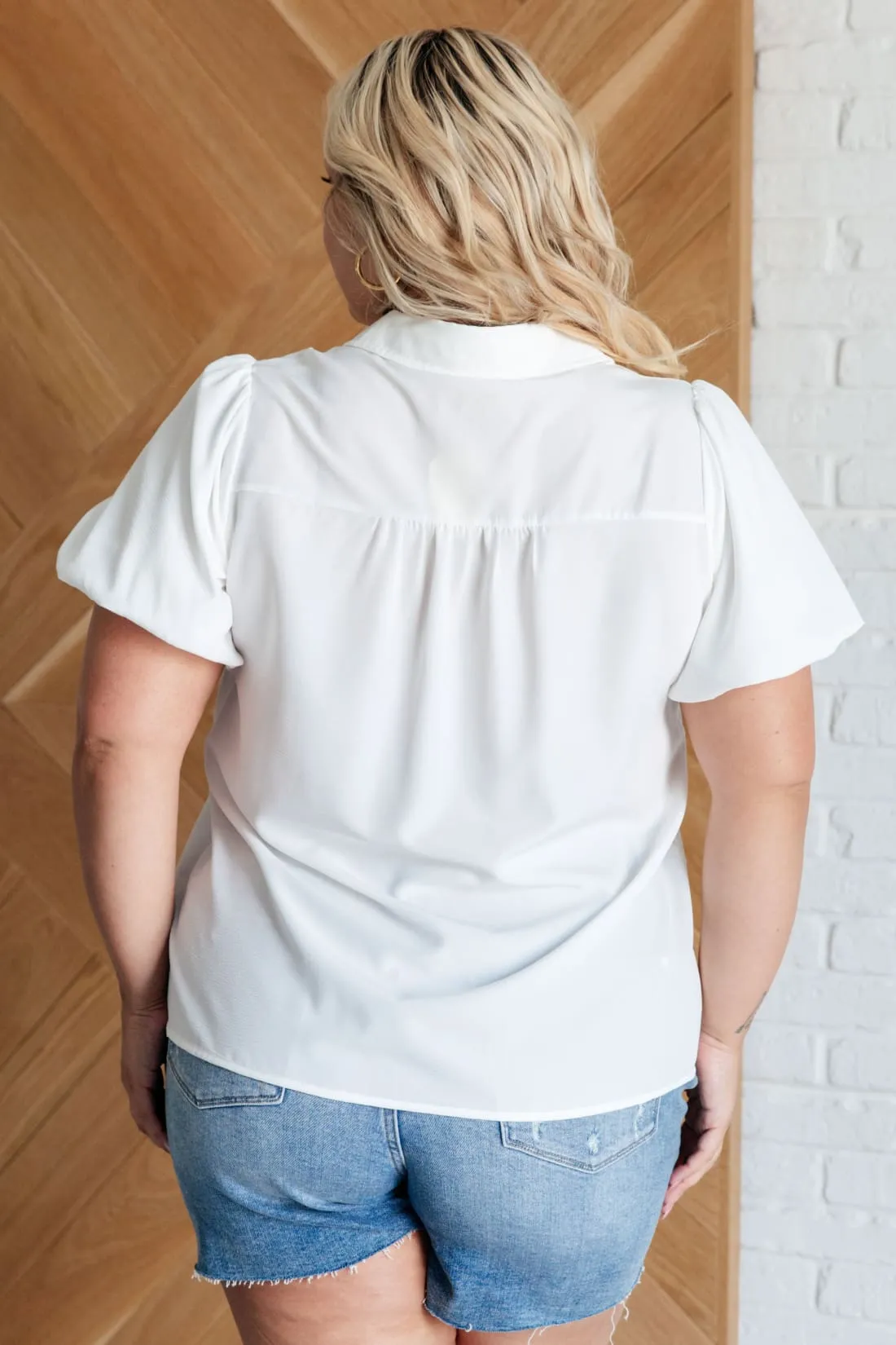 White Short Puff Sleeve Blouse