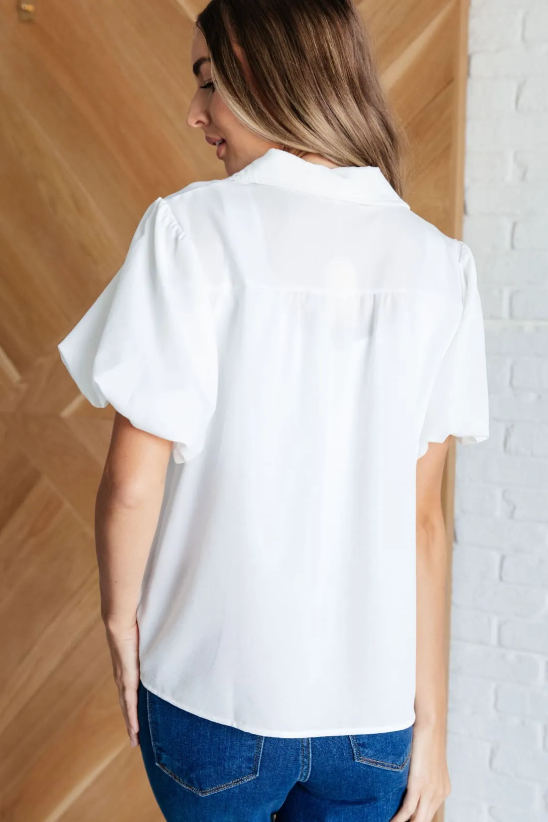 White Short Puff Sleeve Blouse