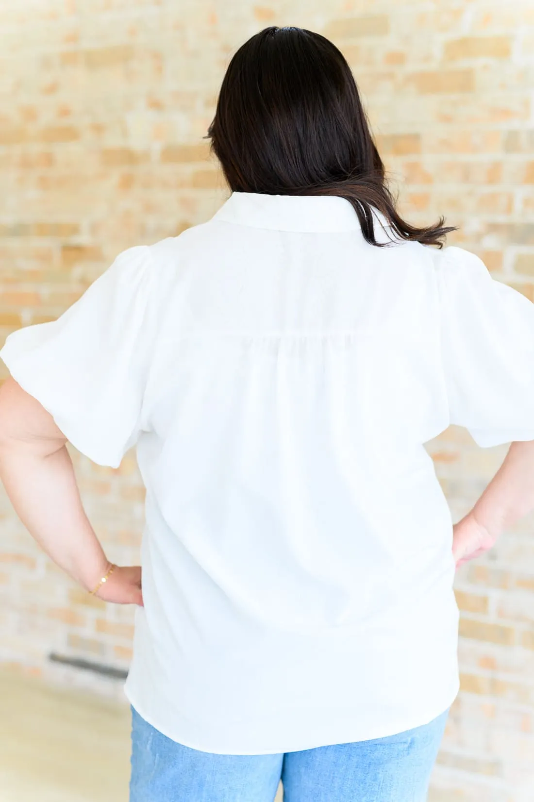 White Short Puff Sleeve Blouse
