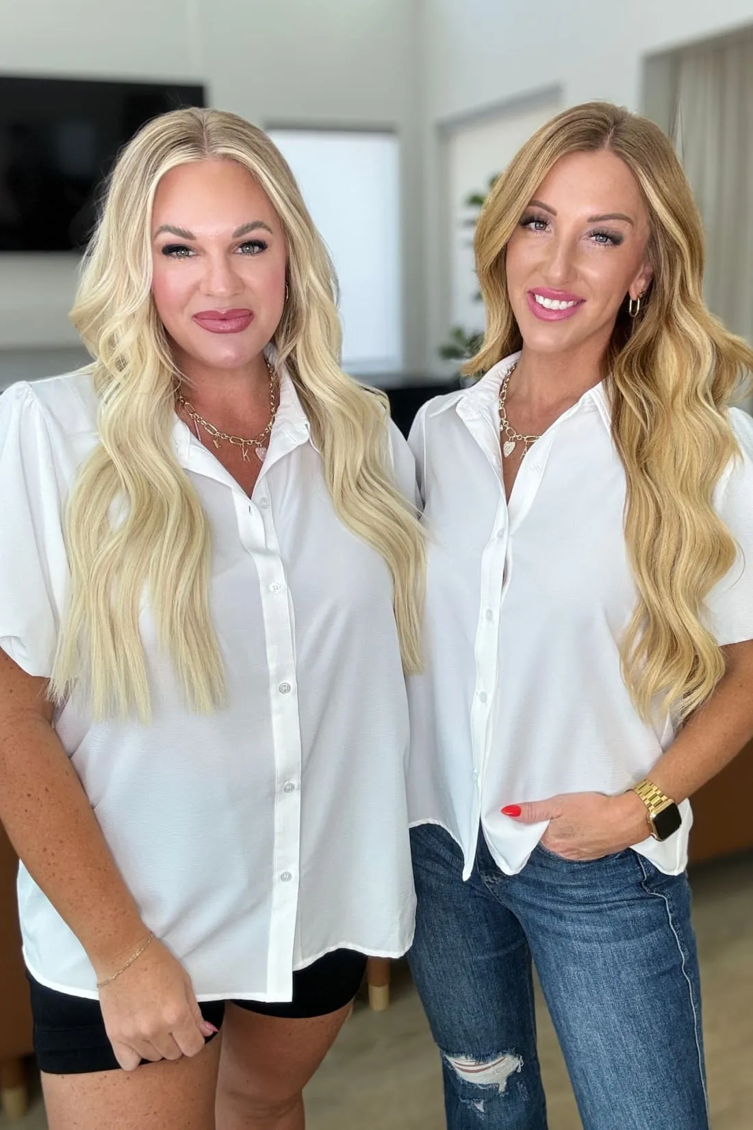 White Short Puff Sleeve Blouse