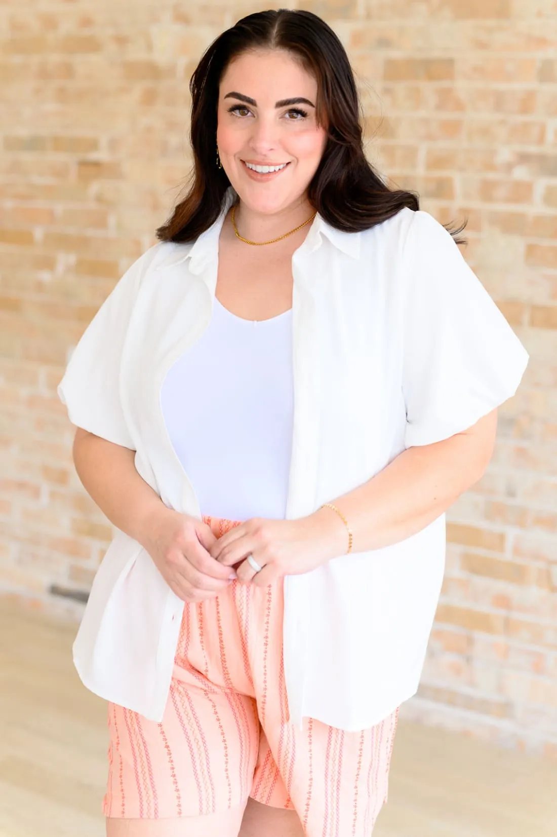 White Short Puff Sleeve Blouse