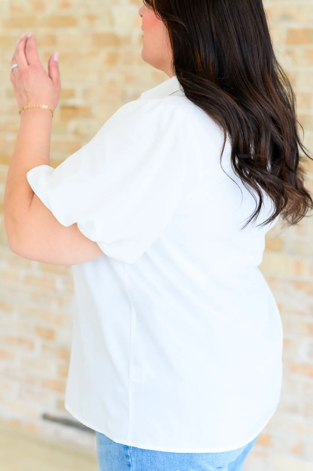 White Short Puff Sleeve Blouse