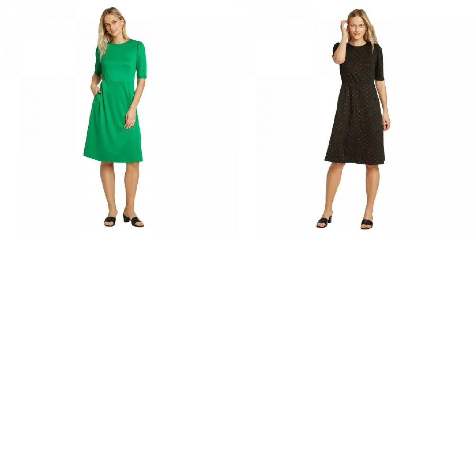 Who What Wear Women's Short Sleeve Round Neck Seamed Midi Dress