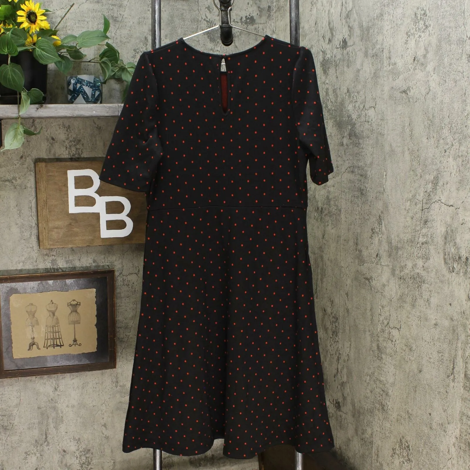 Who What Wear Women's Short Sleeve Round Neck Seamed Midi Dress